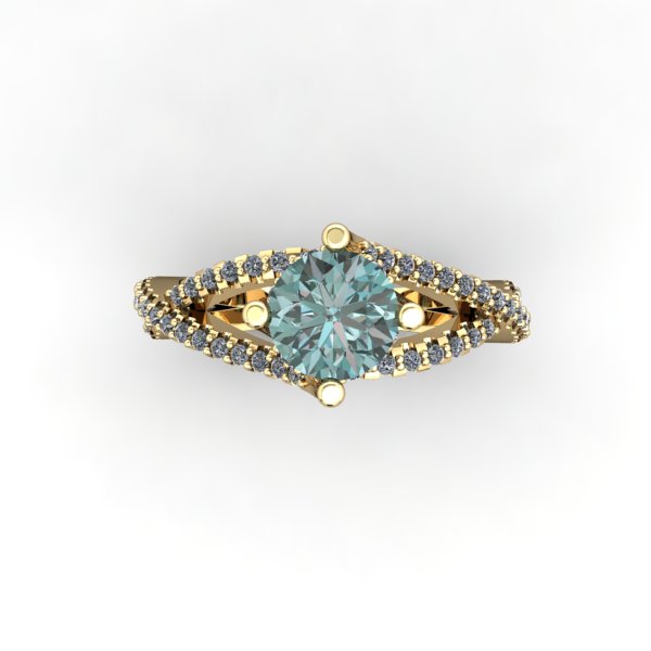 Teal Blue Diamond ring - eklektic jewelry studio