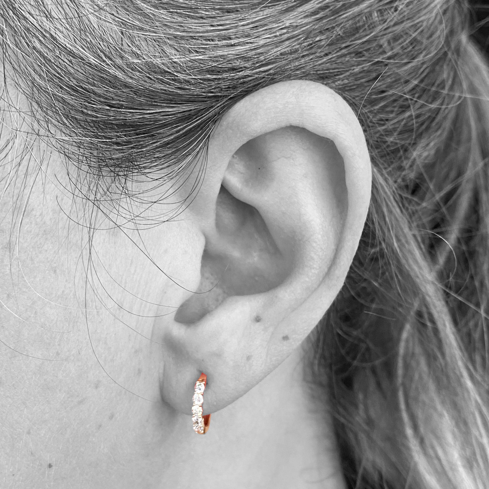 14k Rose Diamond Hoop Earrings - eklektic jewelry studio
