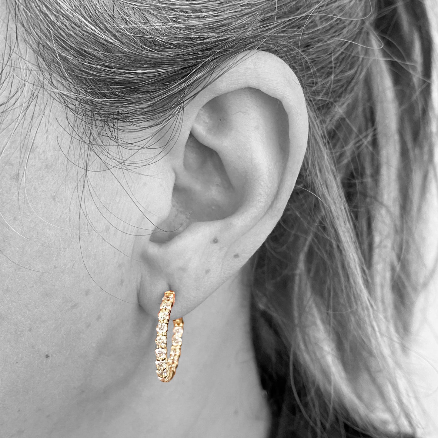 14ky  Diamond Hoop Earring - eklektic jewelry studio
