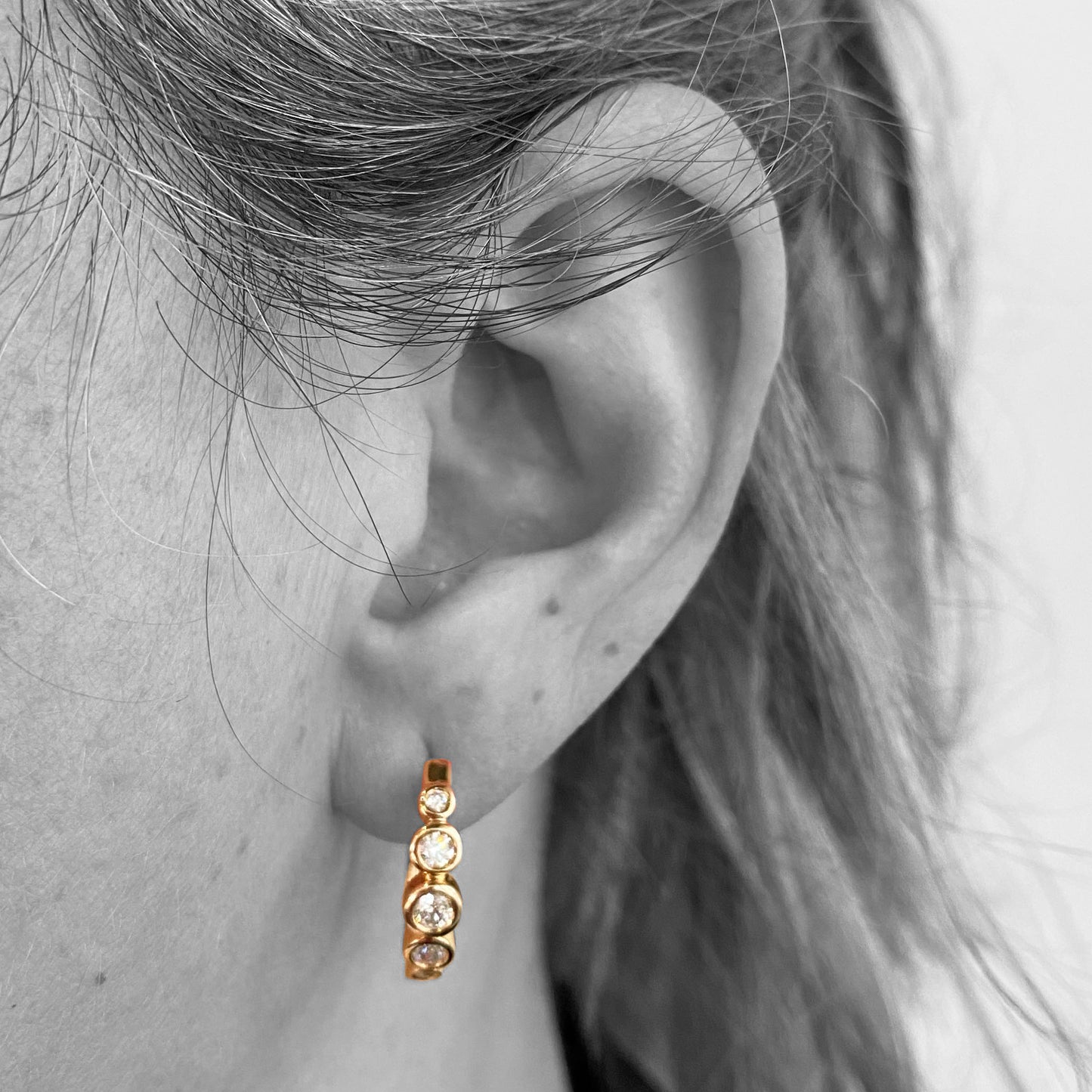 14k Rose Diamond Hoop Earrings - eklektic jewelry studio