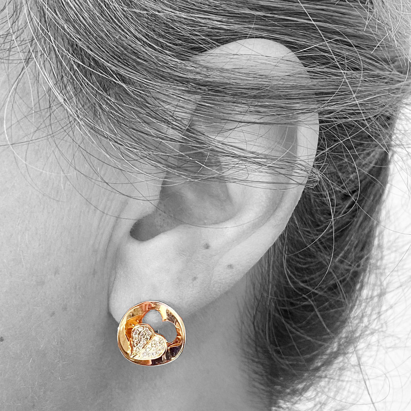 14k Rose Diamond Heart Earrings - eklektic jewelry studio