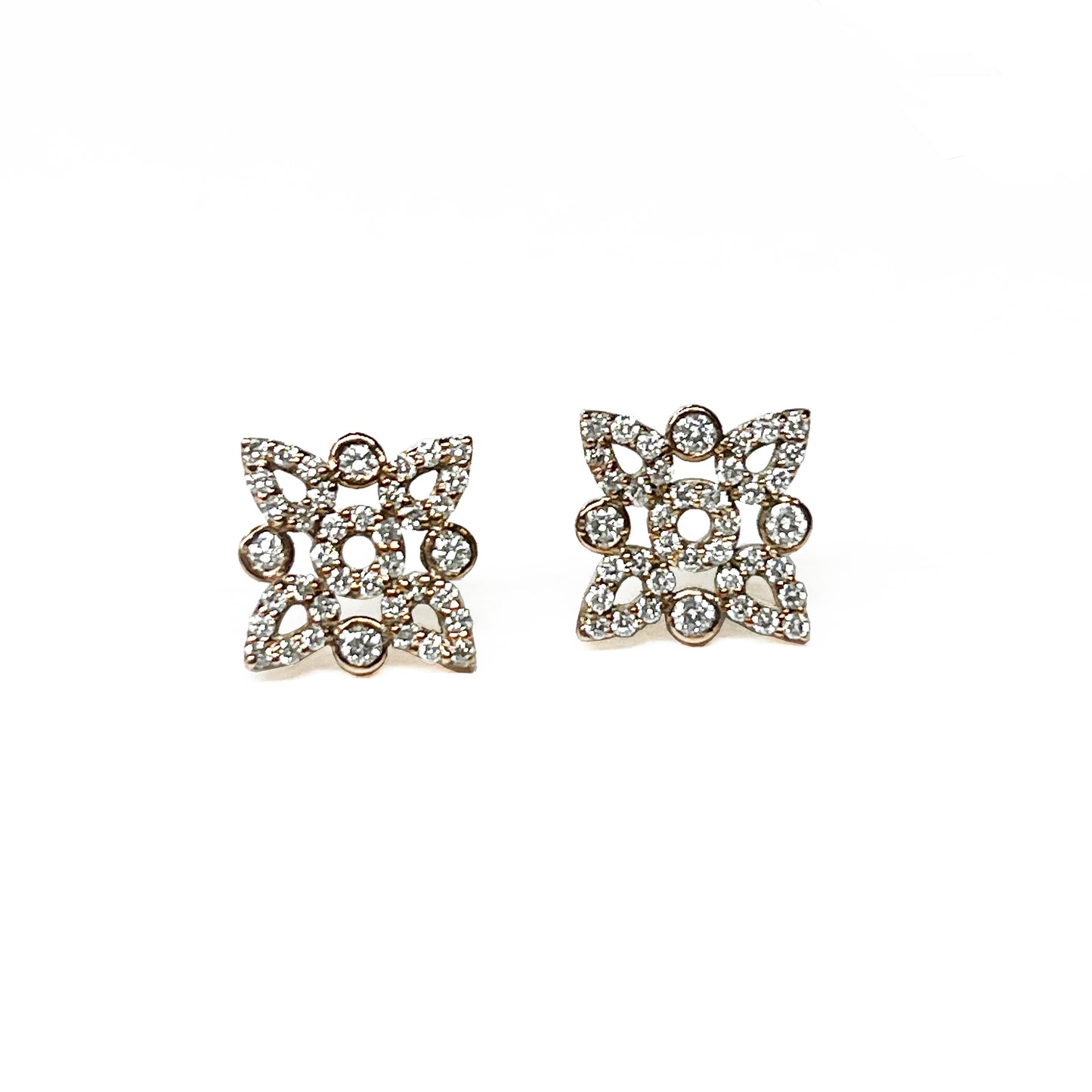 18kr Diamond Flower Earrings