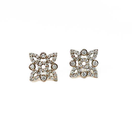 18kr Diamond Flower Earrings