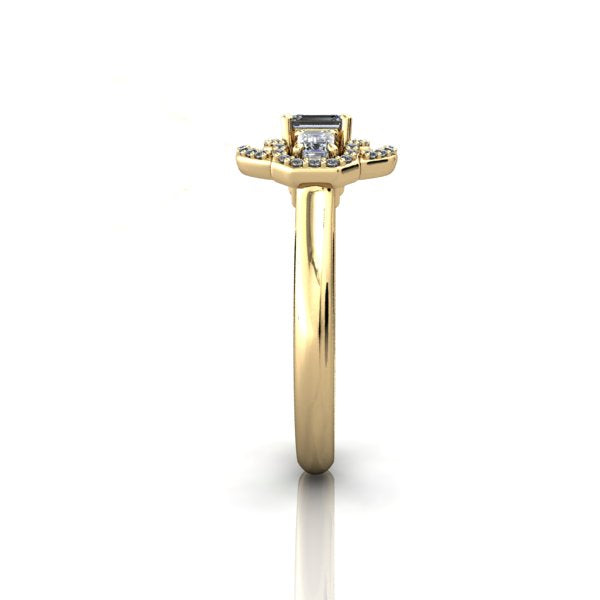 Emerald and Round Diamonds Ring - eklektic jewelry studio