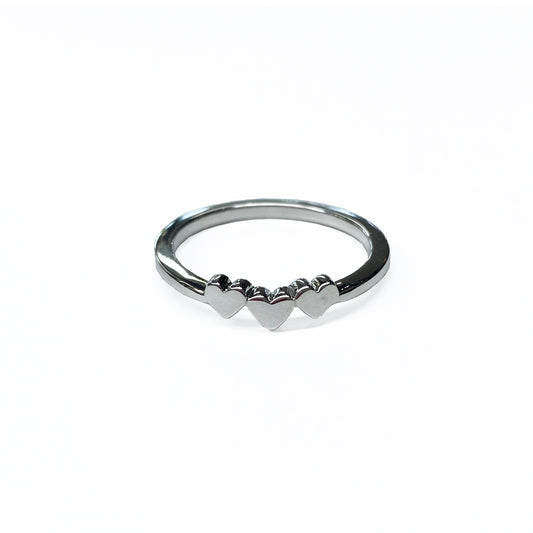 Silver Triple Hearts Ring