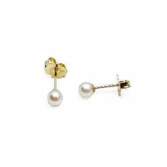 14ky Saltwater Pearl Earrings 4mm