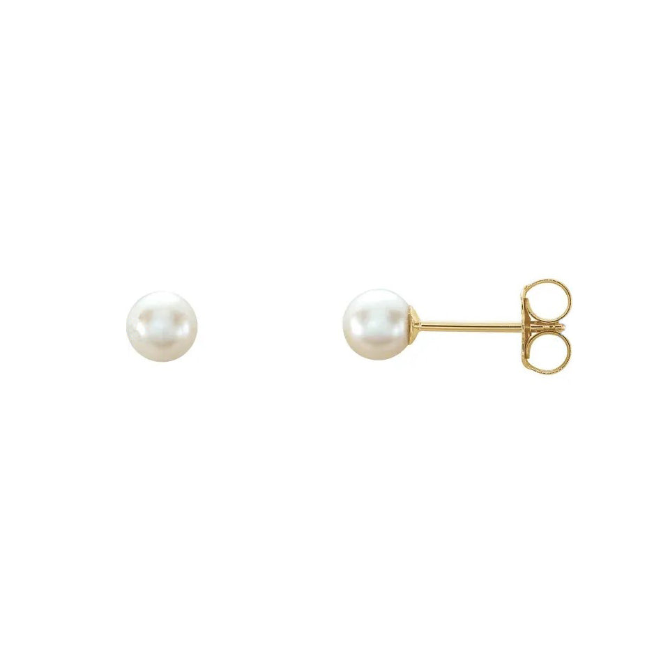 14ky Saltwater Pearl Earrings 4mm