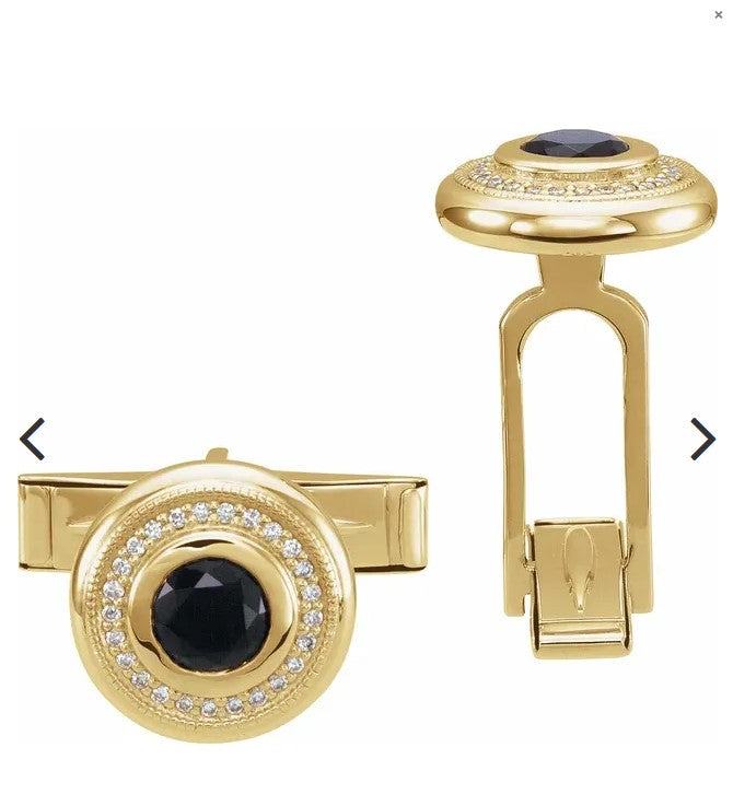 14ky Diamond and Onyx Cufflinks