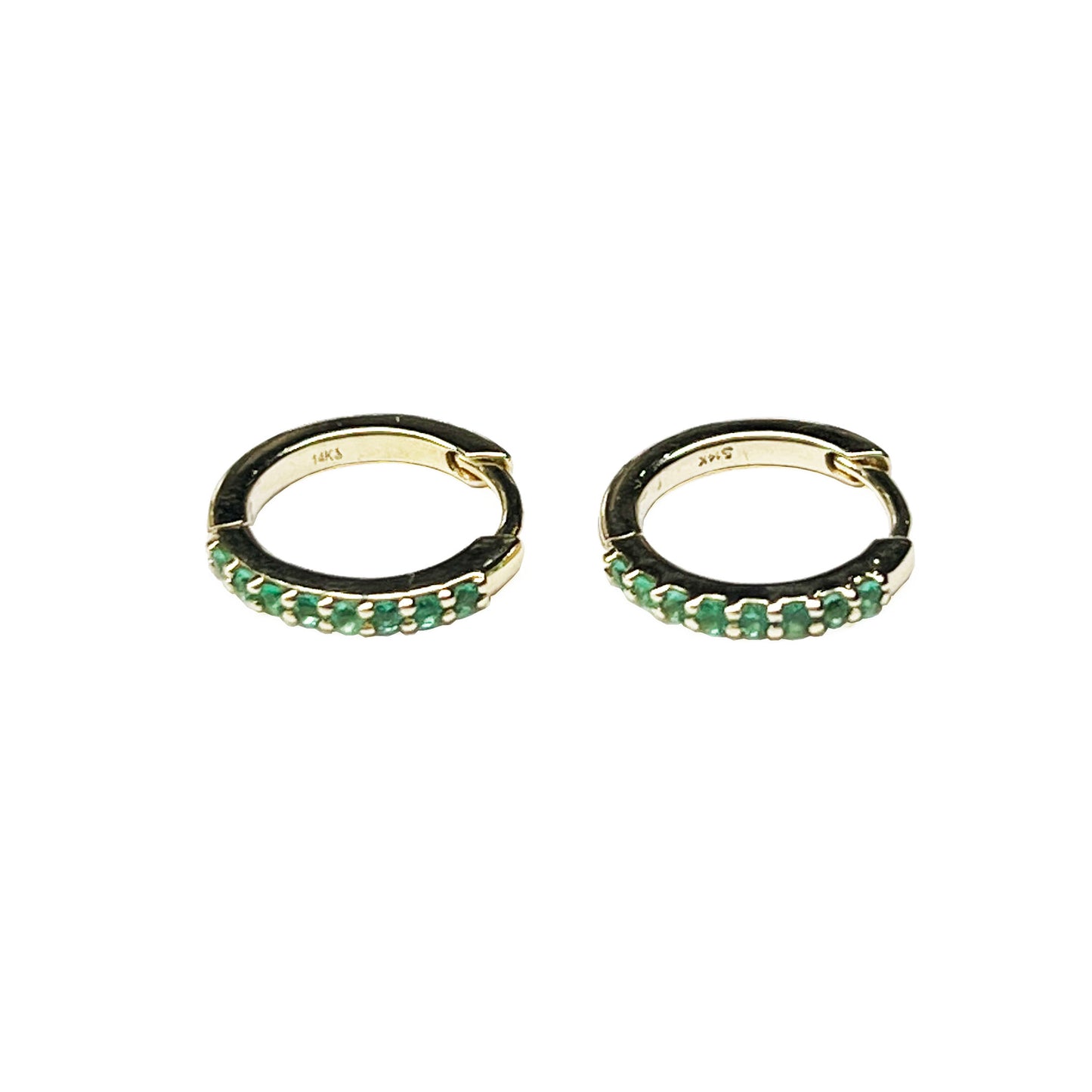 14ky Emeralds Hoop Earrings