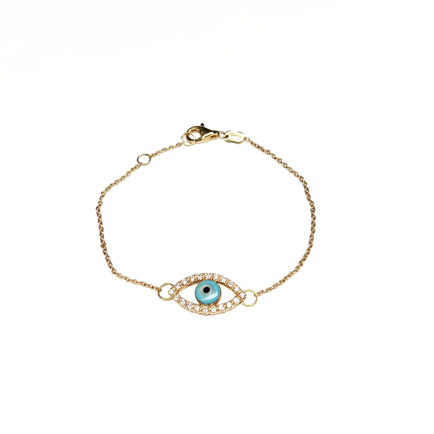 18ky Diamond Evil Eye Bracelet
