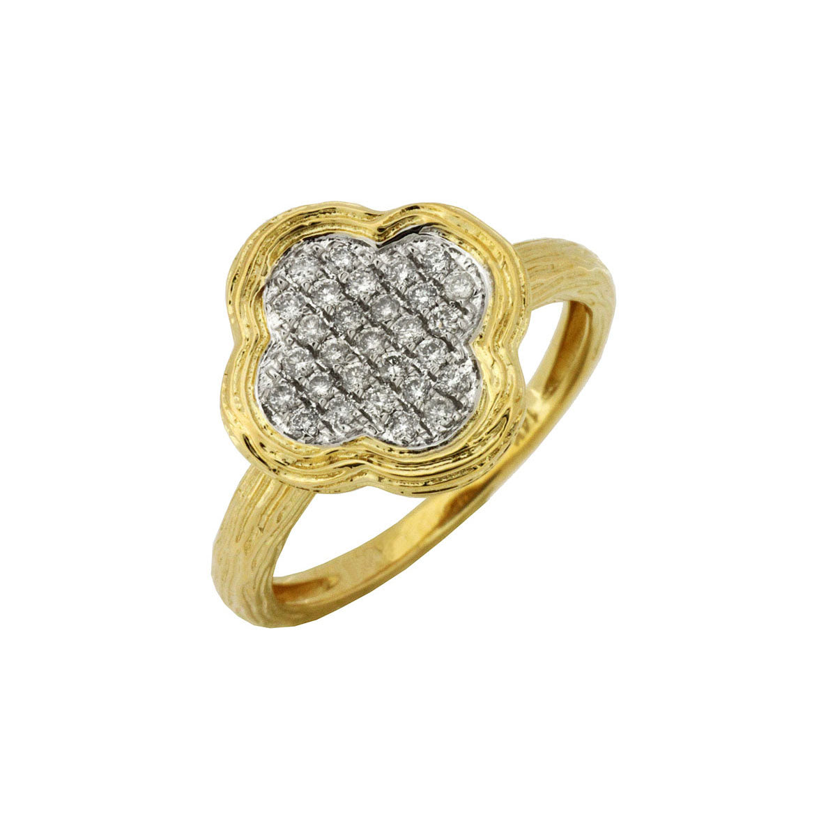 14ky Pave Diamond Clover Ring