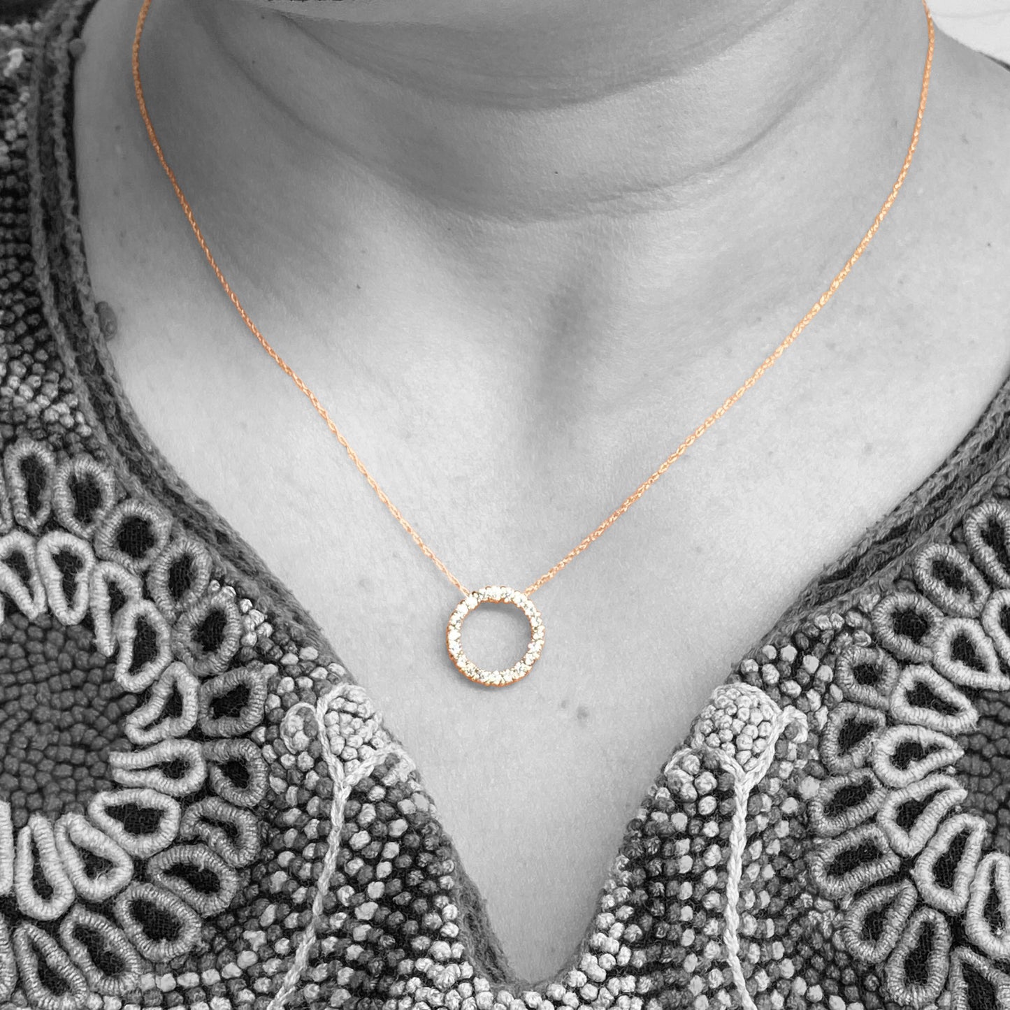 14ky Gold Diamond Circle Necklace 0.50ctw - eklektic jewelry studio