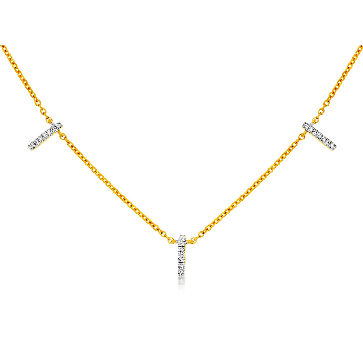 14ky Diamond Bars Necklace