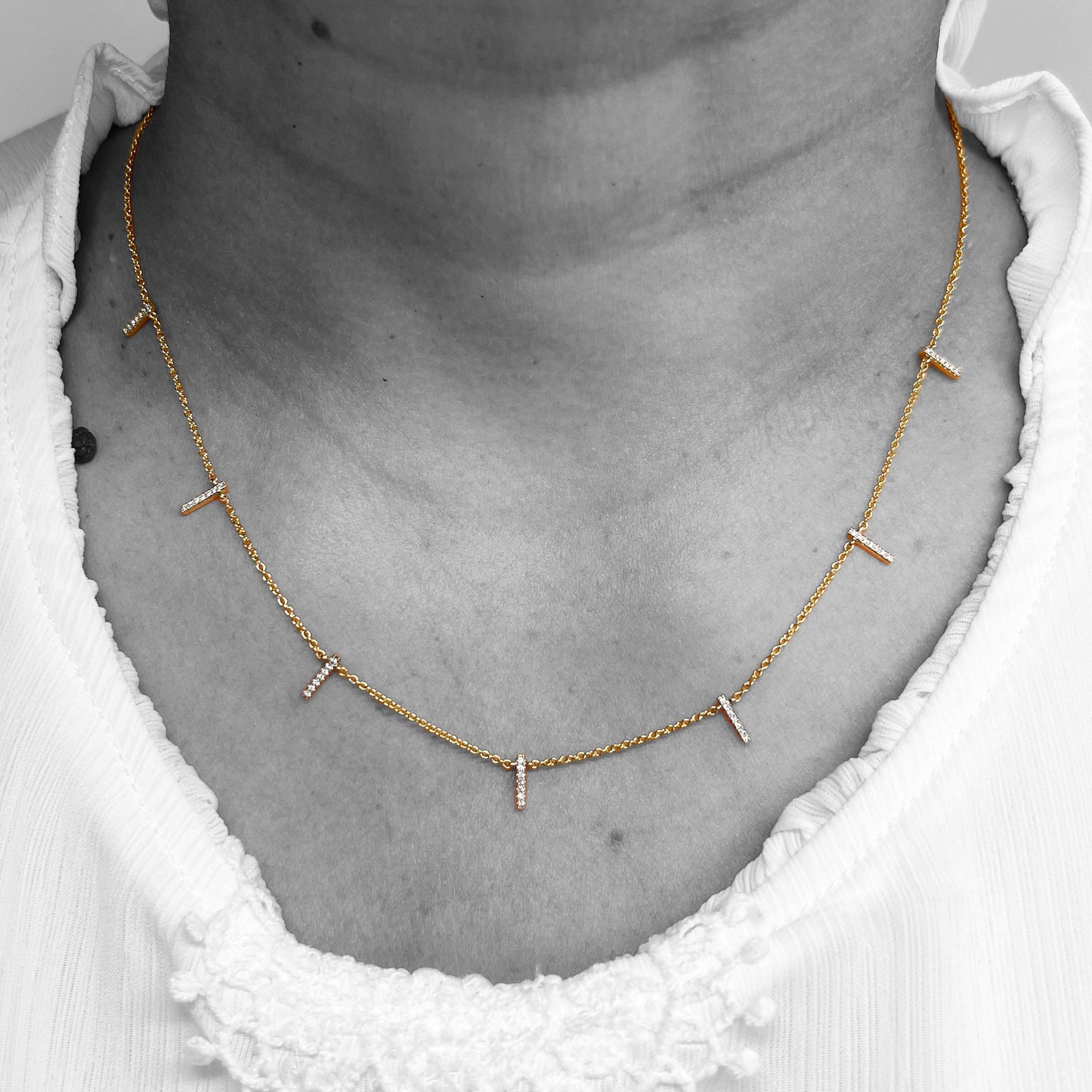14ky Diamond Bars Necklace