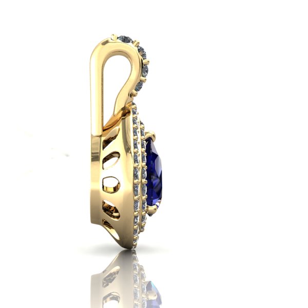 Pear Gem Halo Pendant with Chain - eklektic jewelry studio