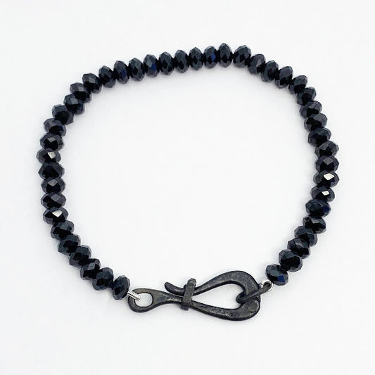 Oxidized Silver Black spinel beads bracelet - eklektic jewelry studio