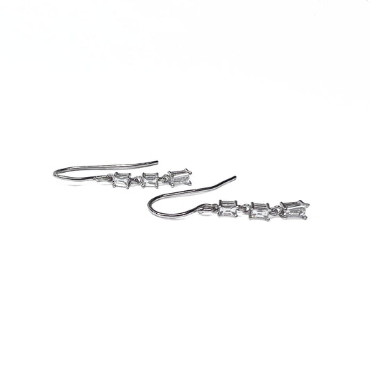 Platinum baguette diamond earrings