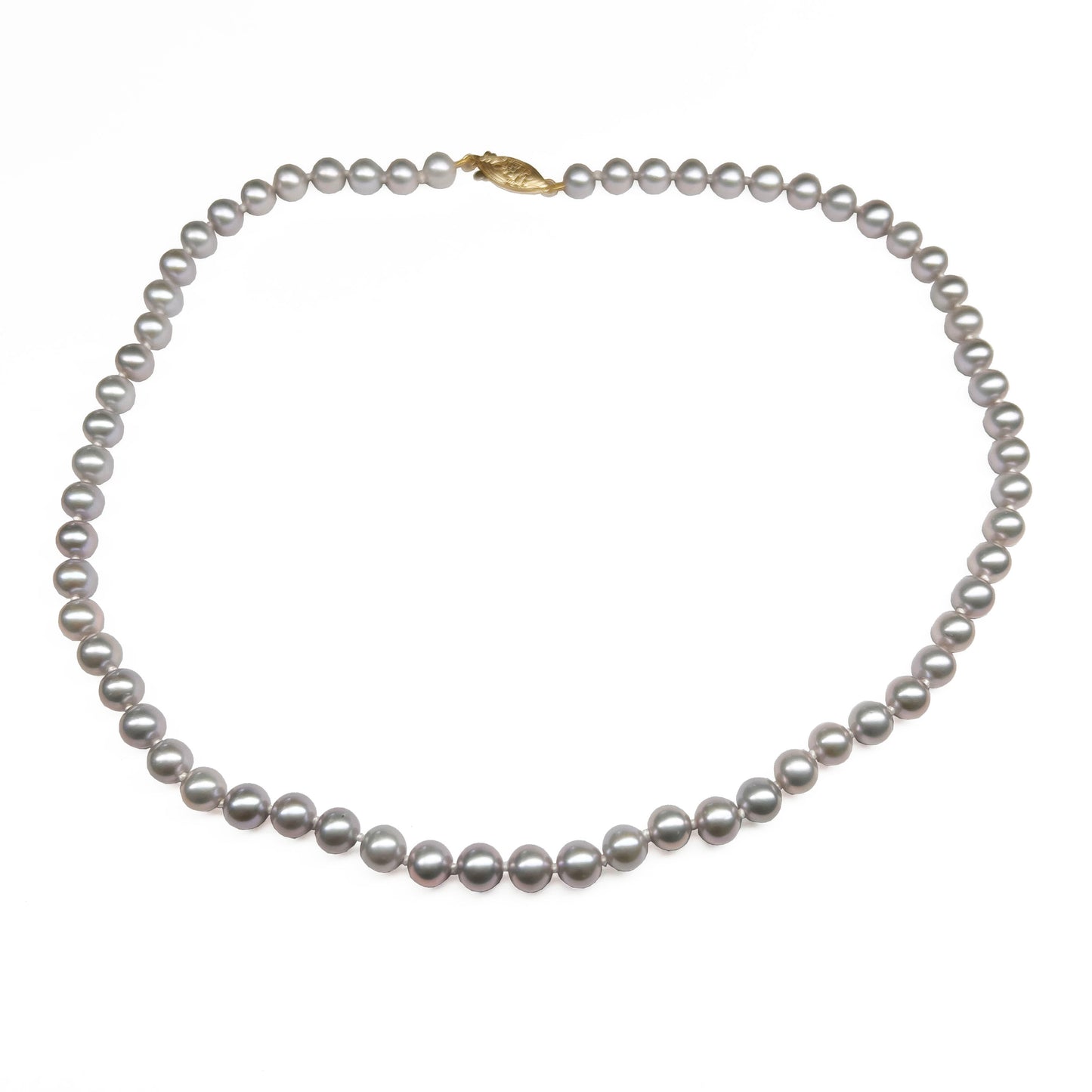 14ky Gray Freshwater Pearl Necklace 6.-6.5mm A