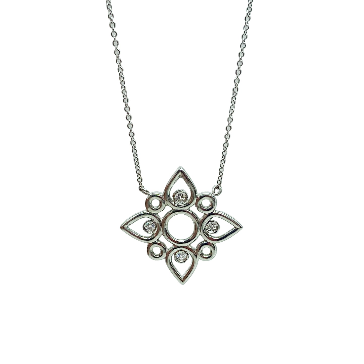 Platinum Diamond Flower Necklace by Ferro & Fiori - eklektic jewelry studio