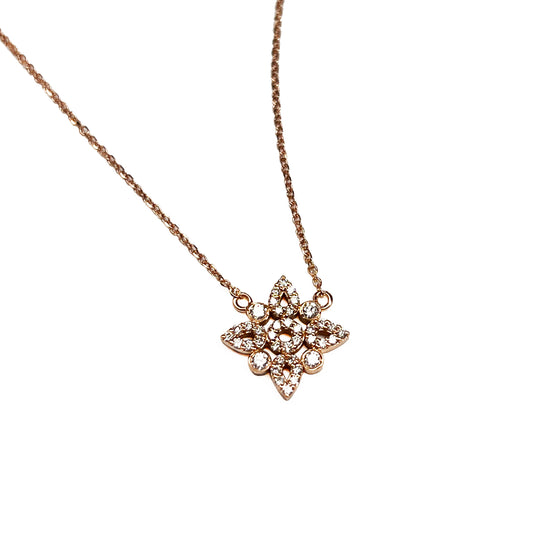 18kr Diamond Flower Necklace