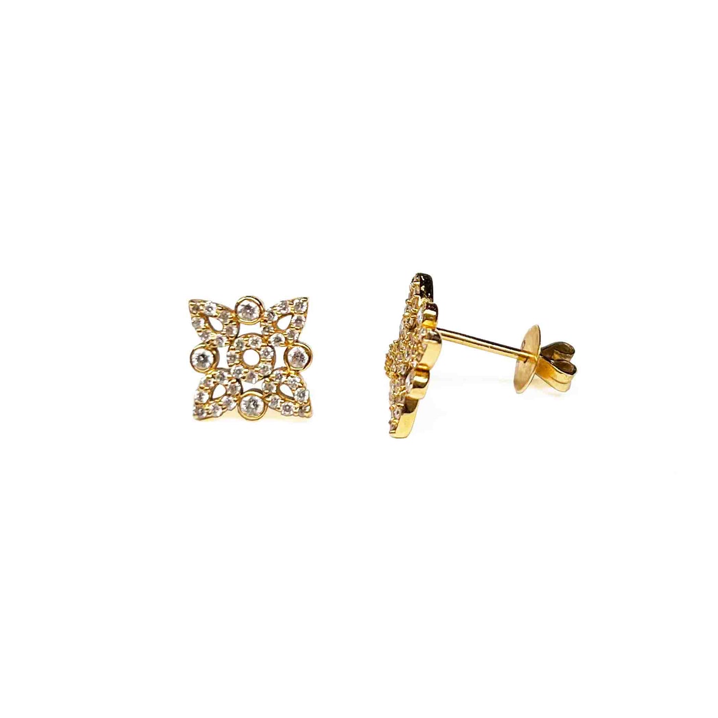 18ky Diamond Flower Earrings