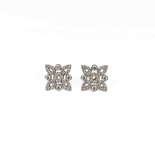 18kw Diamond Flower Earrings