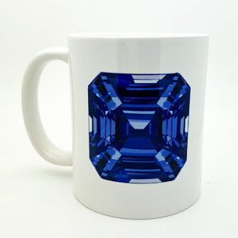 Coffee Mug - Blue Asscher Cut Gem - eklektic jewelry studio