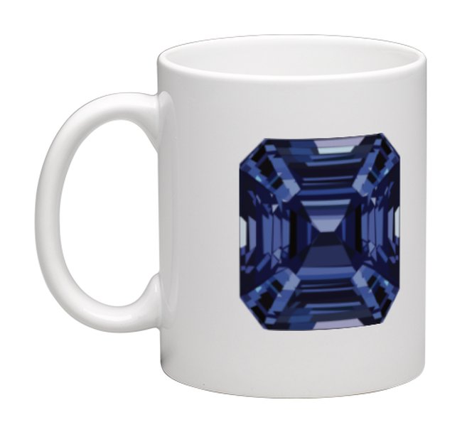 Coffee Mug - Blue Asscher Cut Gem - eklektic jewelry studio