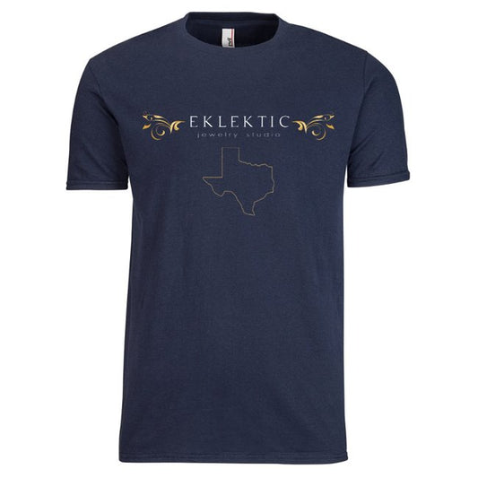 Eklektic Navy Tee Shirt with Texas Outline - eklektic jewelry studio