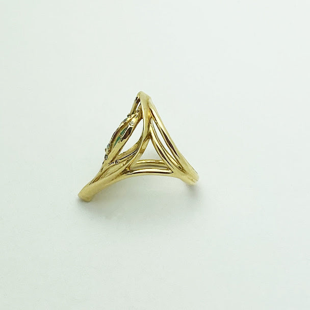 18ky Emerald and Diamonds Lotus Ring - eklektic jewelry studio