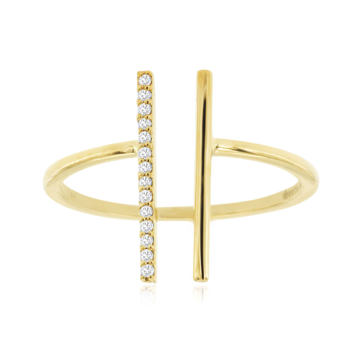 14ky Diamond Double Bar Ring - eklektic jewelry studio