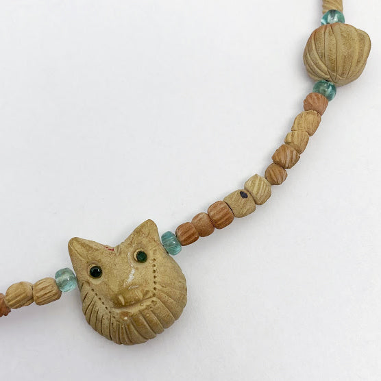 Clay Owl on Clay And Emerald Beads Necklace - eklektic jewelry studio