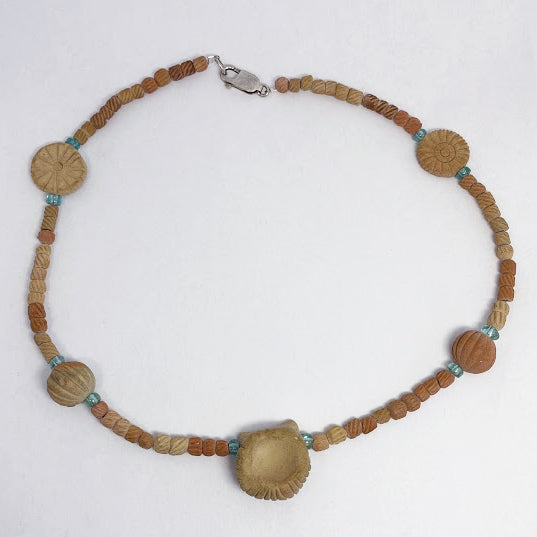 Clay Owl on Clay And Emerald Beads Necklace - eklektic jewelry studio