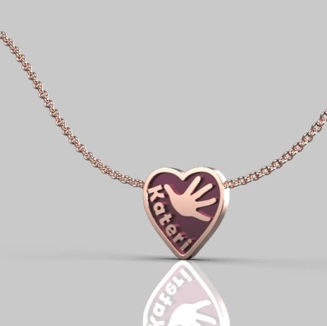 Child's Handprint on Heart Pendant - eklektic jewelry studio