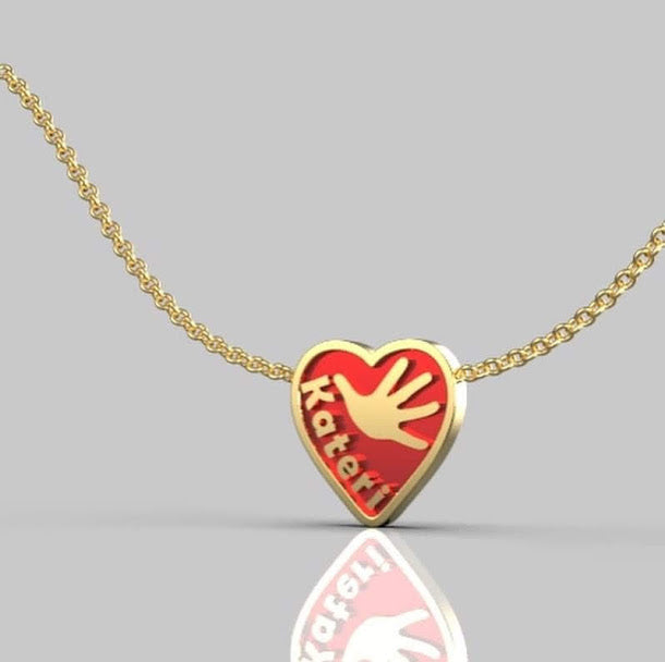 Child's Handprint on Heart Pendant