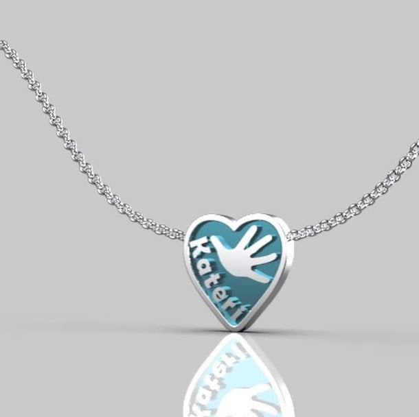 Child's Handprint on Heart Pendant - eklektic jewelry studio