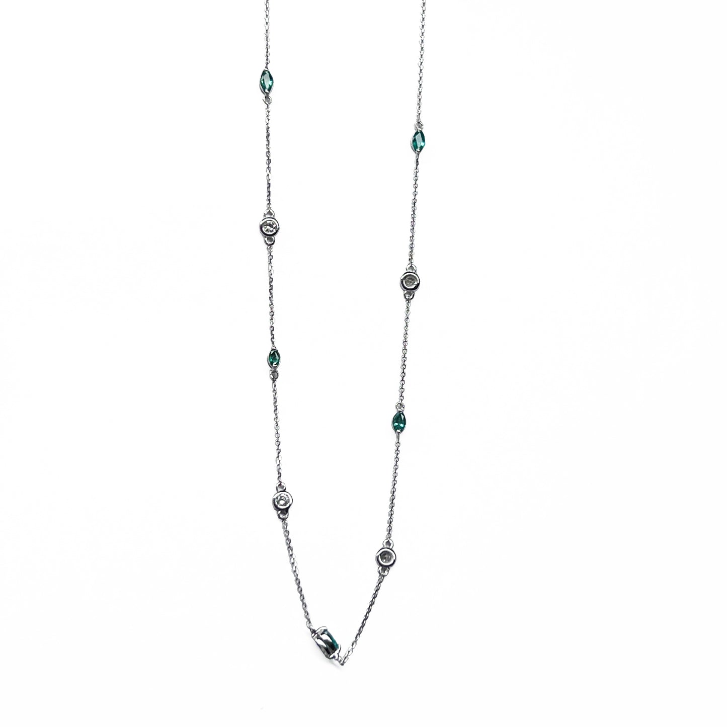 18kw Emerald and Diamond Necklace