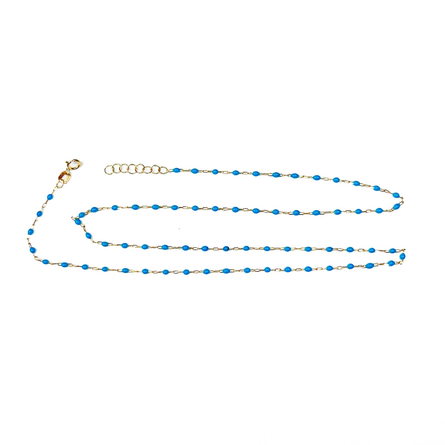 18ky Turquoise Enamel Beads Necklace