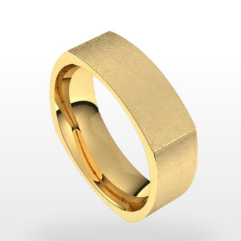 14ky Square Comfort Fit Band with Ice finish - eklektic jewelry studio