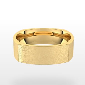 14ky Square Comfort Fit Band with Ice finish - eklektic jewelry studio