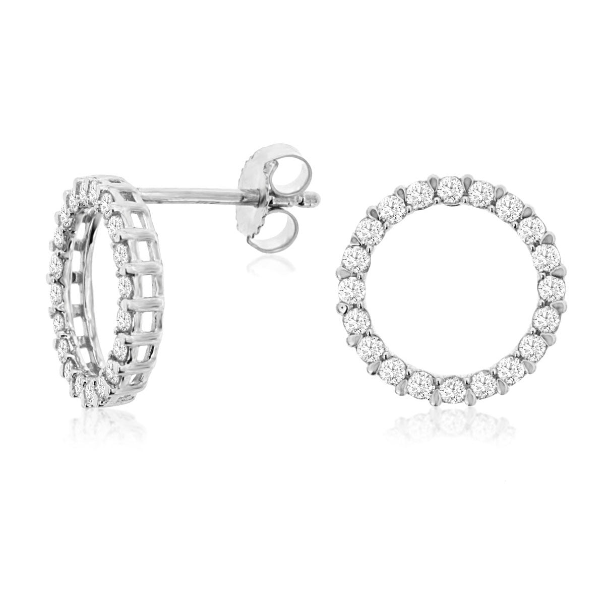 14kw diamond circle earrings