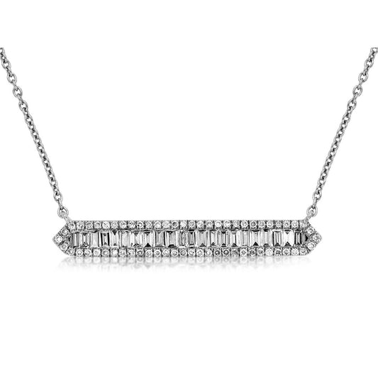 14kw Baguette Diamond Bar Necklace