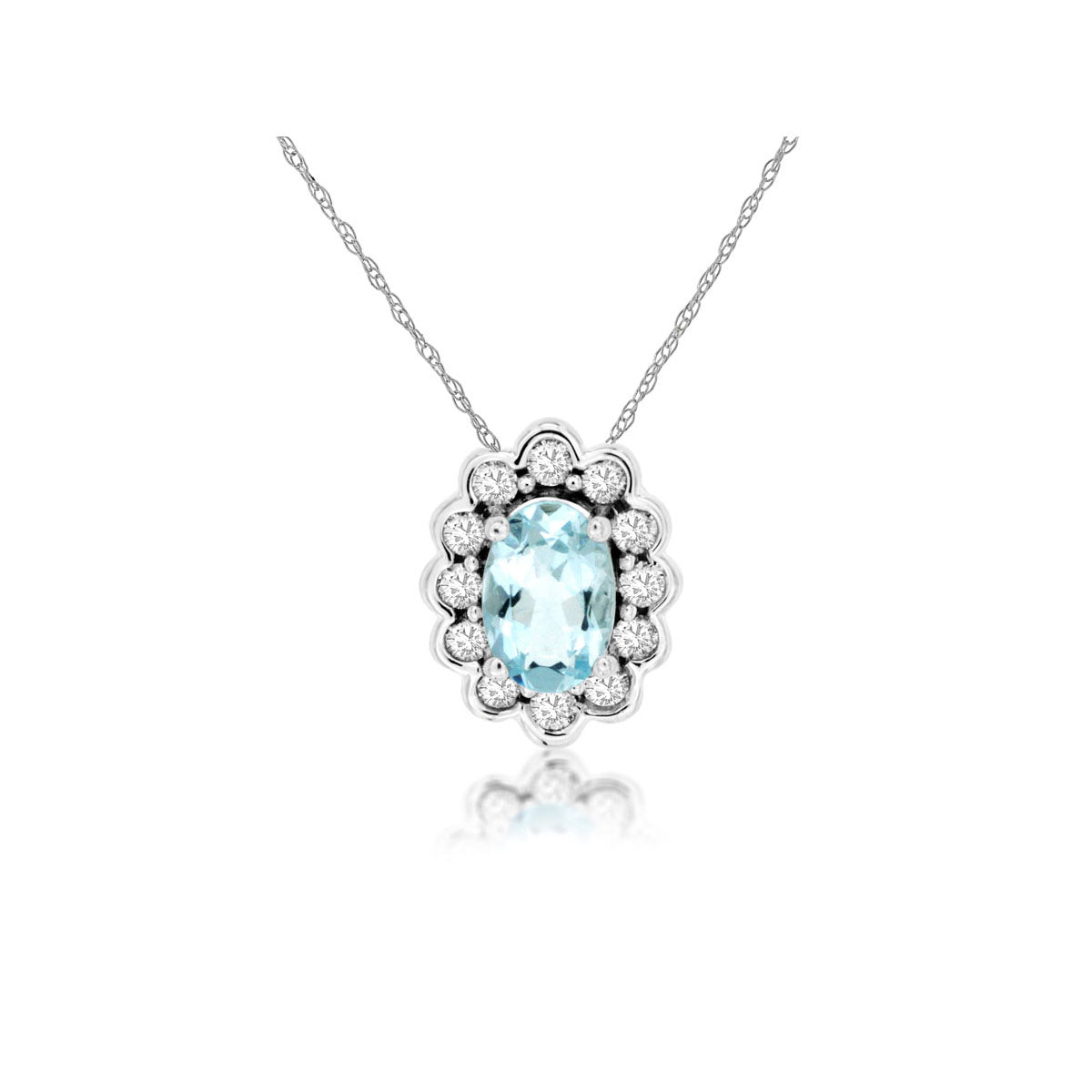 14kw Aquamarine and Diamond Pendant on Rope Chain - eklektic jewelry studio