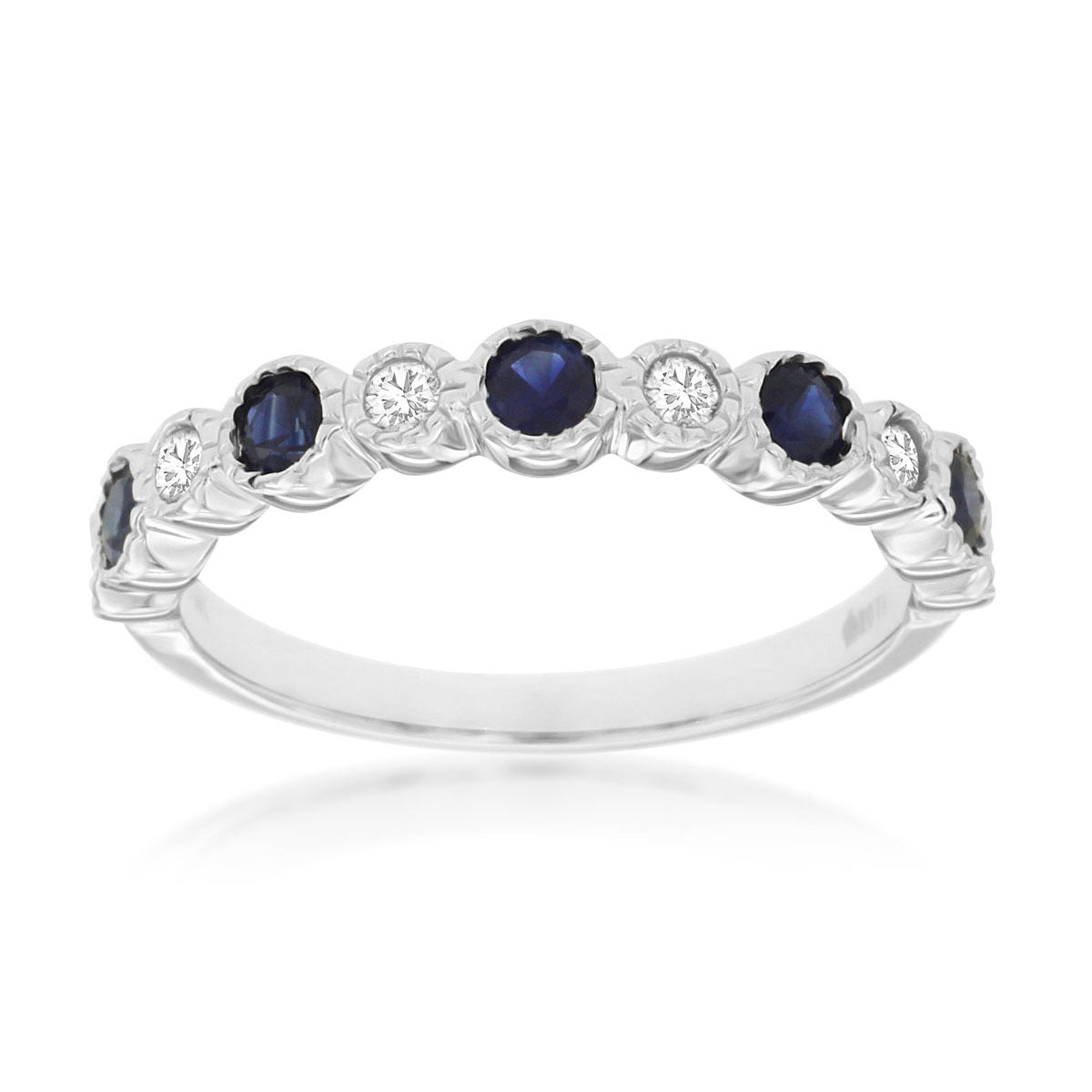 14kw Blue Sapphire and Diamond Anniversary Ring - eklektic jewelry studio