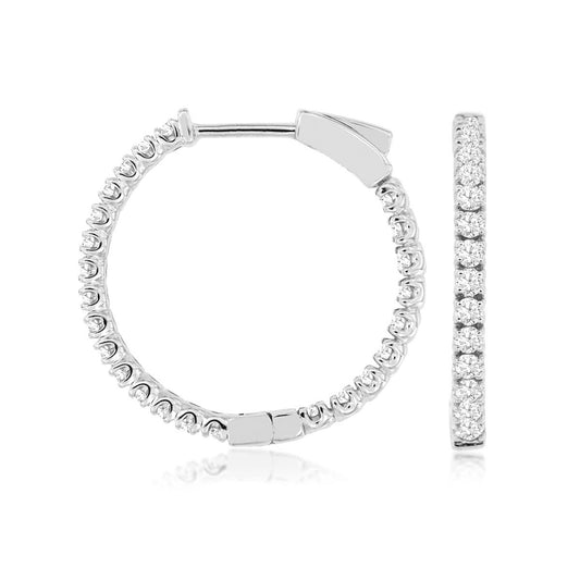 14kw Diamond Hoop Earrings 1ctw 22mm