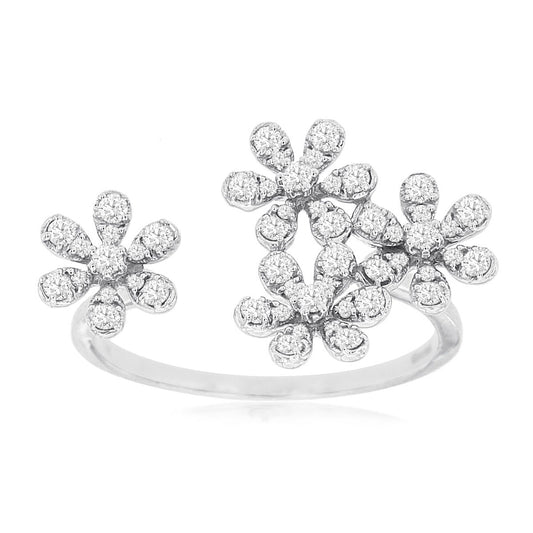 14kw Diamond Flowers Ring