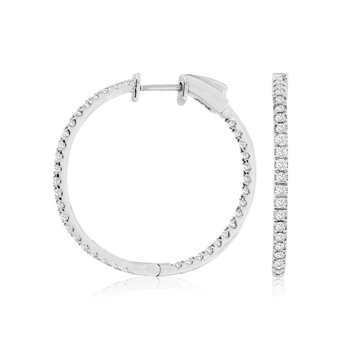 14kw Diamond Hoop Earrings 1ctw 28mm