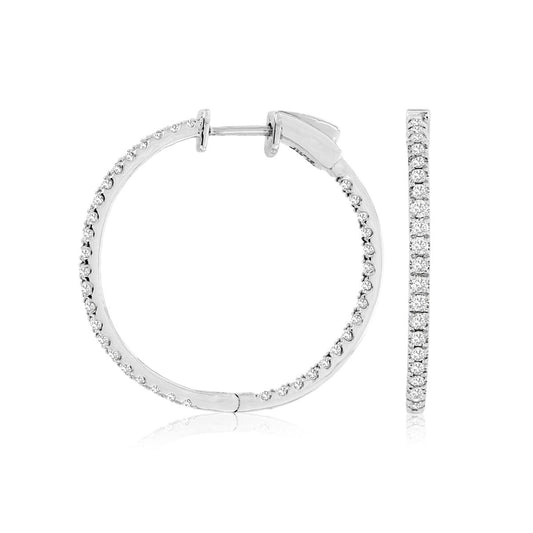 14kw Diamond Hoop Earrings 1ctw 28mm