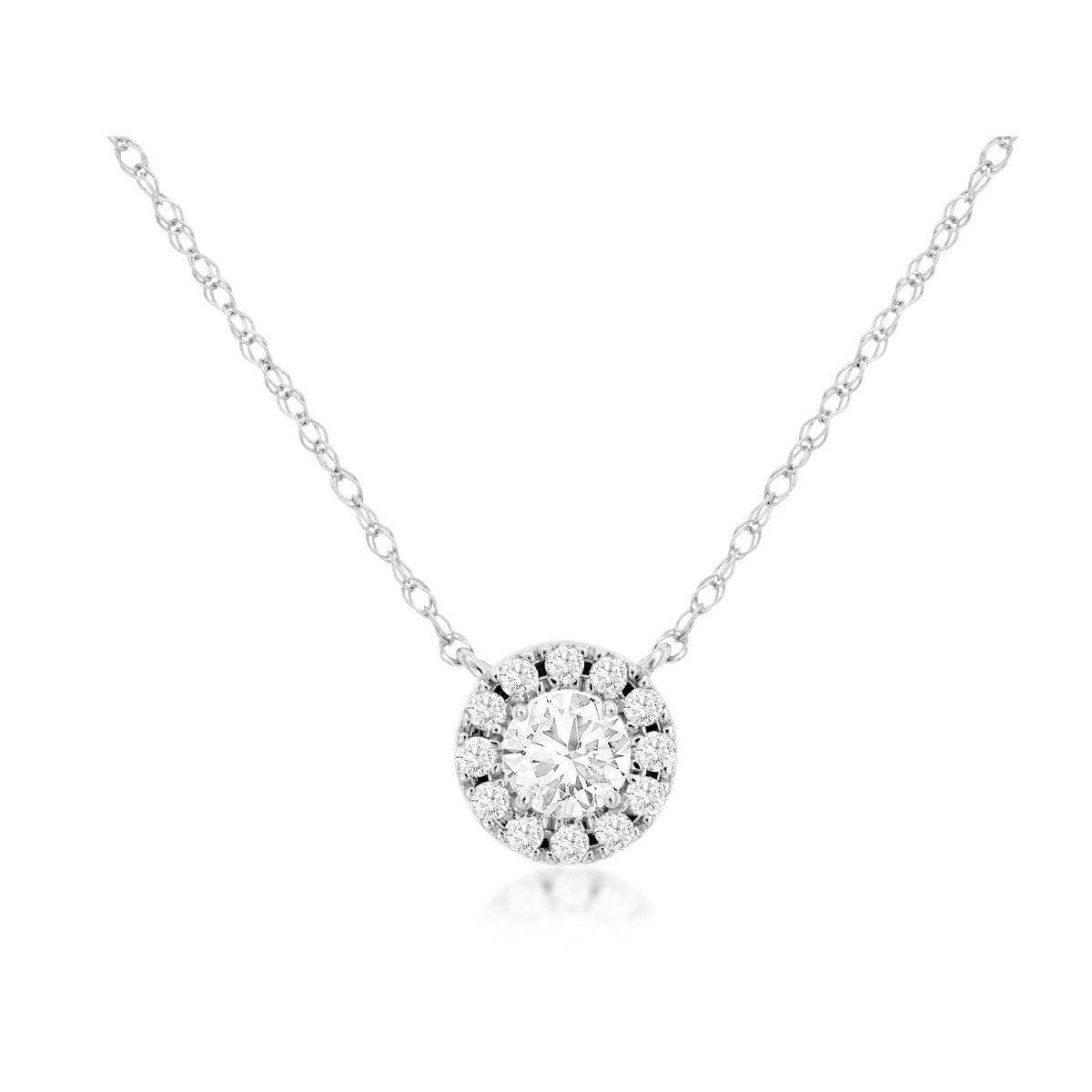 14kw Diamond Halo Necklace