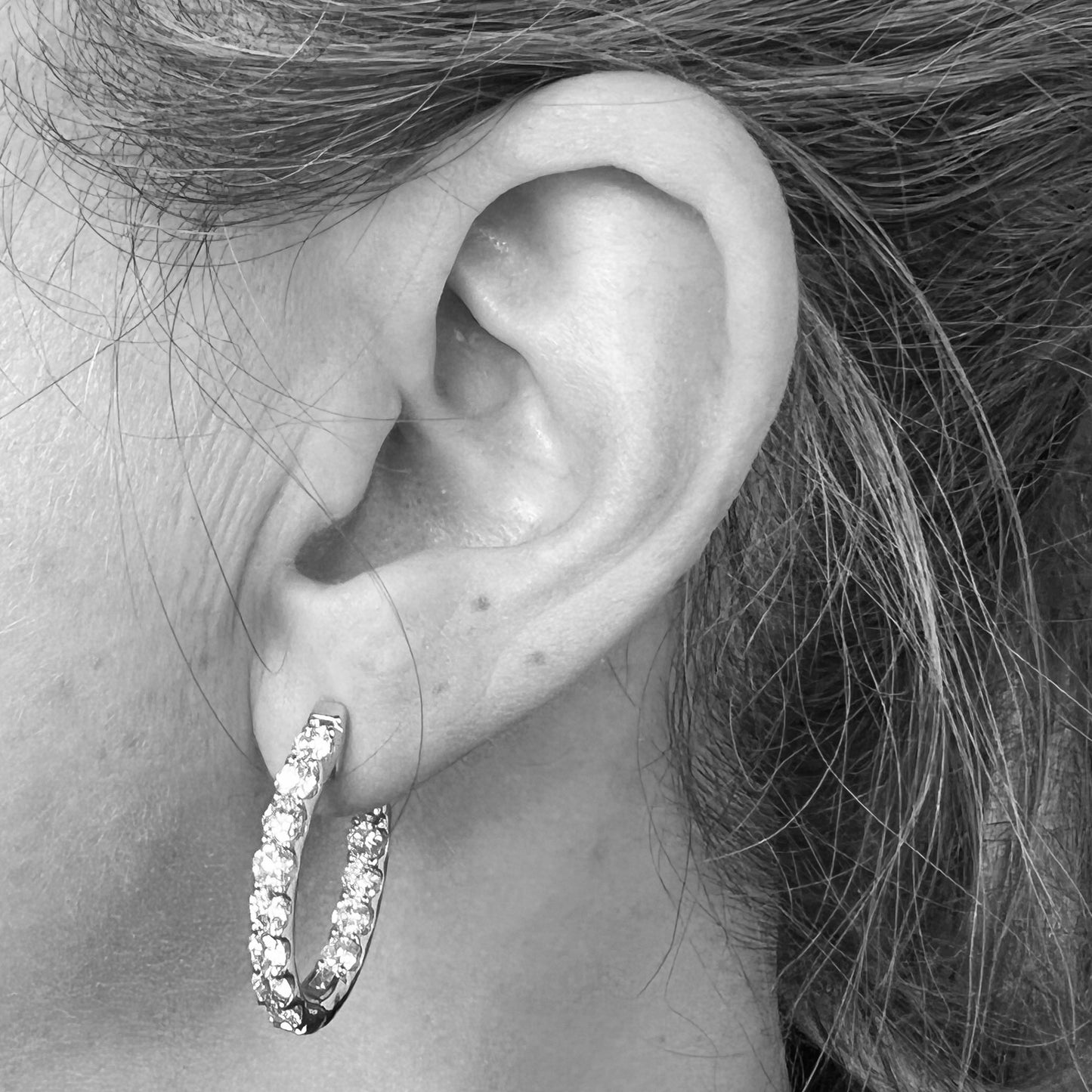 14kw Diamond Hoop Earrings 3ctw 26mm